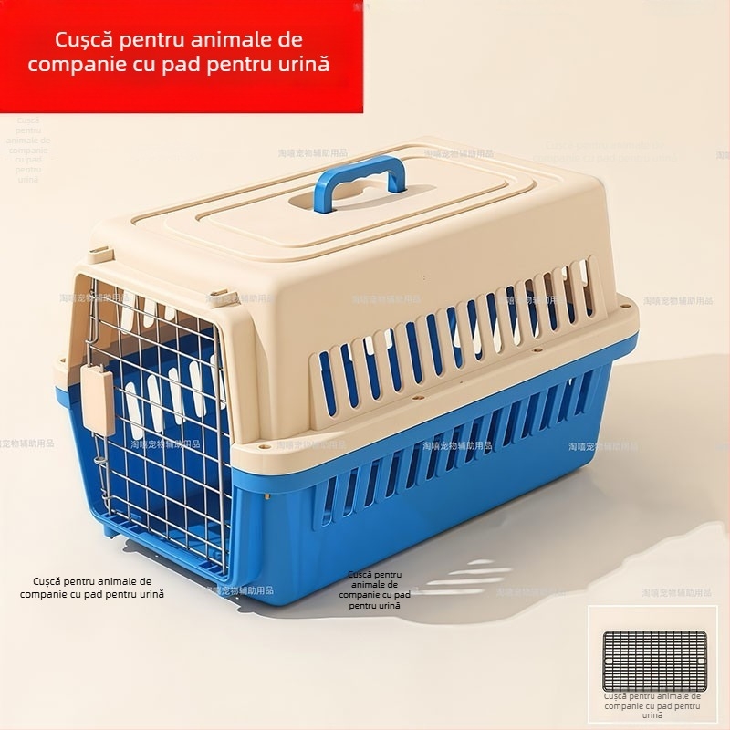 Cușcă de transport pentru animale de companie, din plastic dur, pentru pisici și câini mici, potrivită pentru mașină și călătorii cu avionul