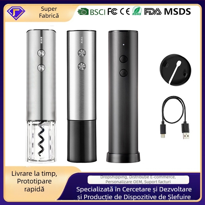 Deschizător electric pentru sticle de vin, încărcare USB, deschidere cu un singur clic, design creativ