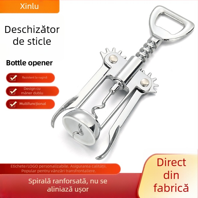 Deschizător de sticle din aliaj de zinc pentru vin roșu, uz casnic, design îngroșat, cuțit în formă de cal marin, deschizător pentru șampanie și bere, multifuncțional