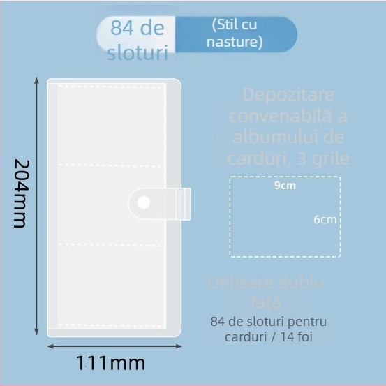 Album transparent pentru carduri de bijuterii, cu compartimente 3×4, pentru carduri de 3 inch, album foto Polaroid compact