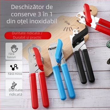 Deschizător de conserve din oțel inoxidabil, multifuncțional, pentru conserve metalice și sticle, utilizare profesională
