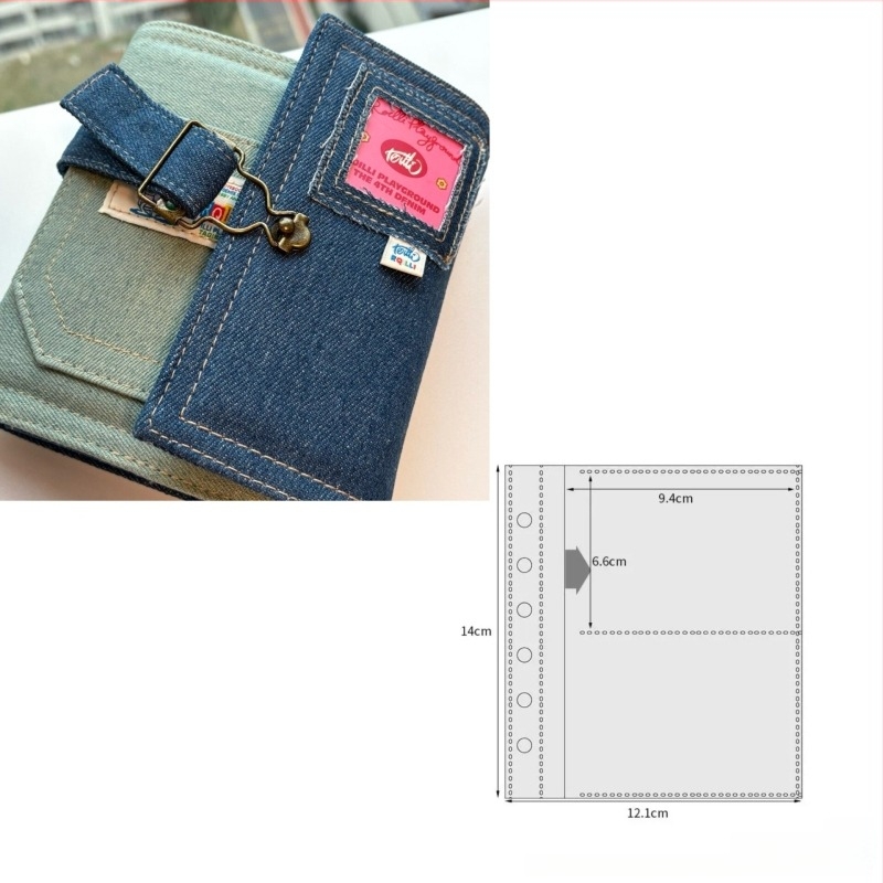 Album de carduri din denim A7 vintage, design unic, pagini detașabile, pentru depozitarea cardurilor de 3 inch și a fotografiilor Polaroid