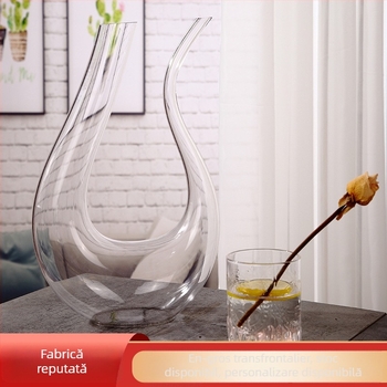 Decantator din cristal pentru vin roșu, formă în U, design harpă, transparent, pentru hoteluri și restaurante