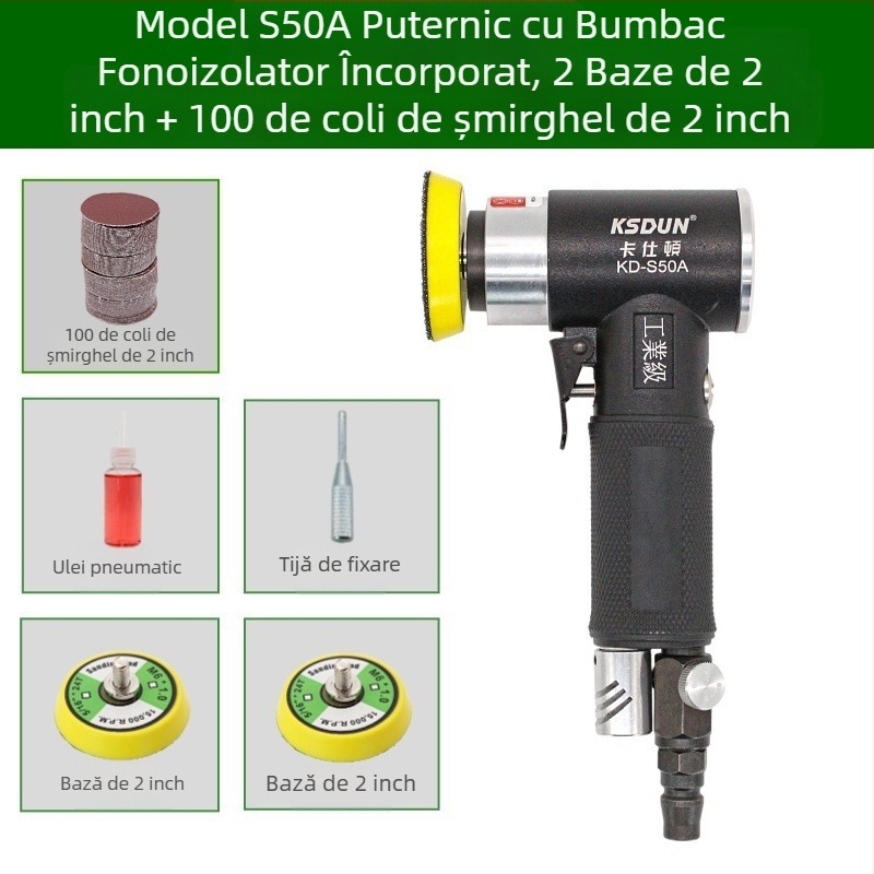 Polizor pneumatic 2–3 inch, compact, pentru lustruire și șlefuire a mașinii, cu șmirghel uscat
