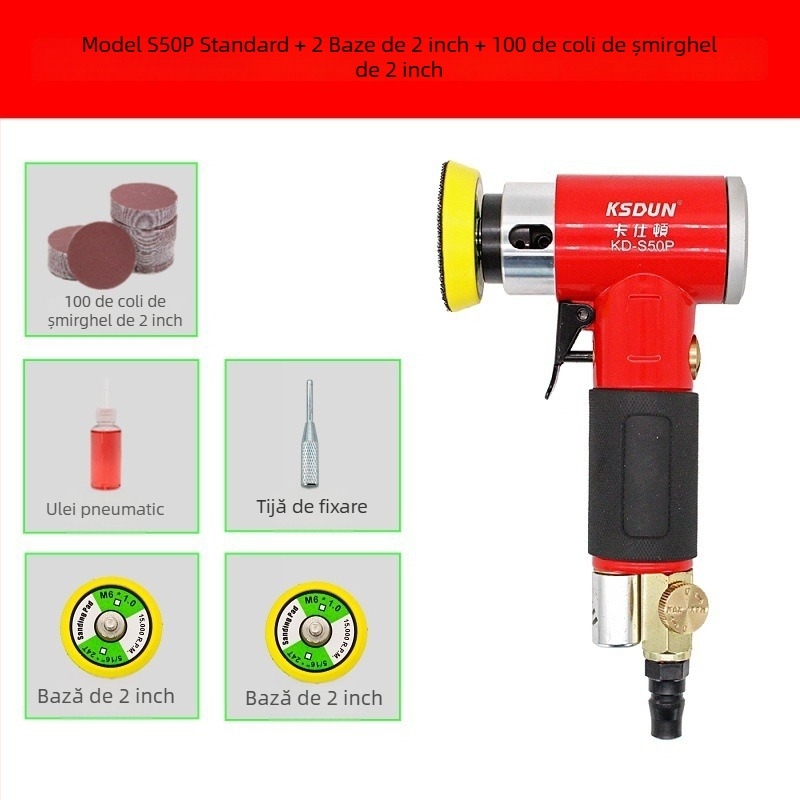 Polizor pneumatic 2–3 inch, compact, pentru lustruire și șlefuire a mașinii, cu șmirghel uscat