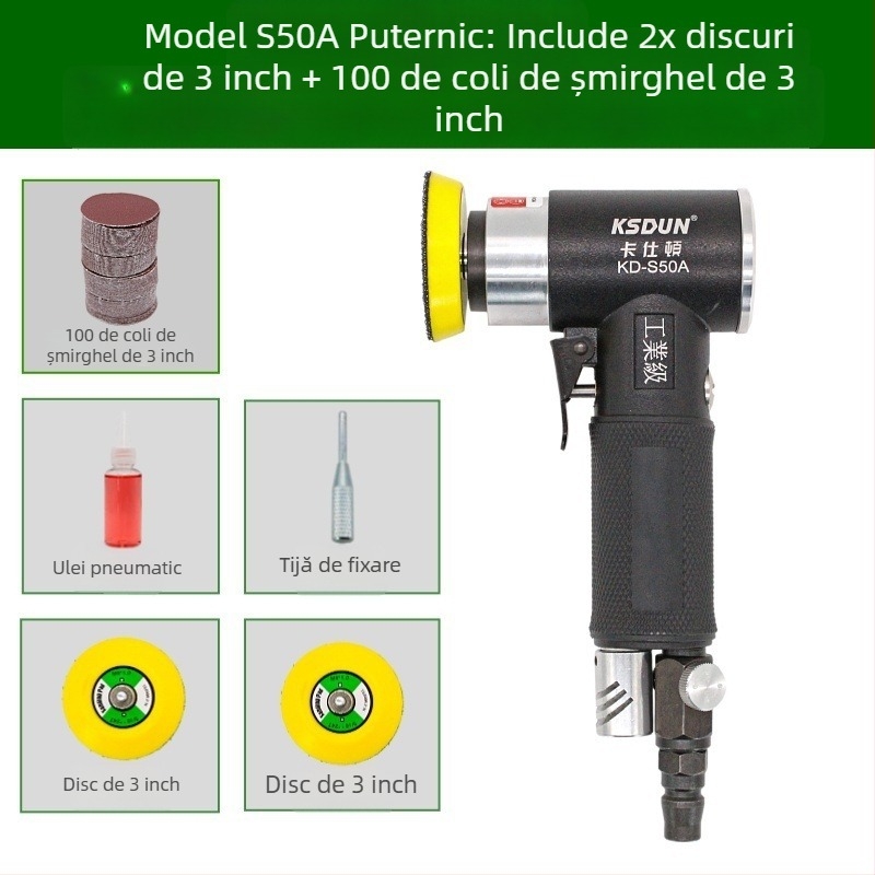 Polizor pneumatic 2–3 inch, compact, pentru lustruire și șlefuire a mașinii, cu șmirghel uscat
