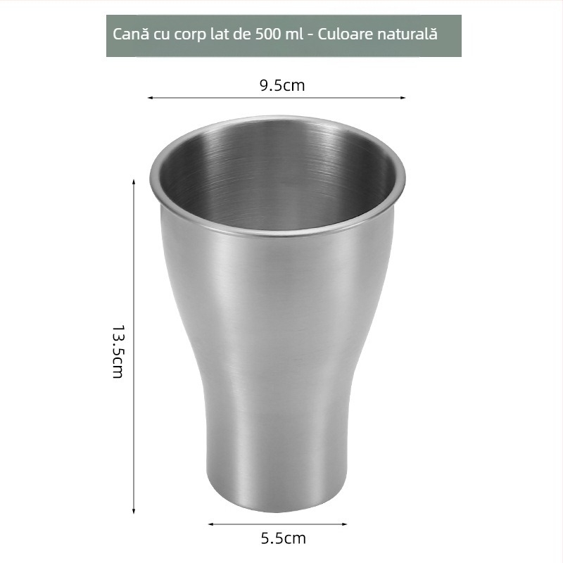 Pahar de bere în stil coreean, cu burtă mare, din oțel inoxidabil 304, un singur strat, pentru sucuri și cafea, rezistent la căderi, culoare personalizabilă