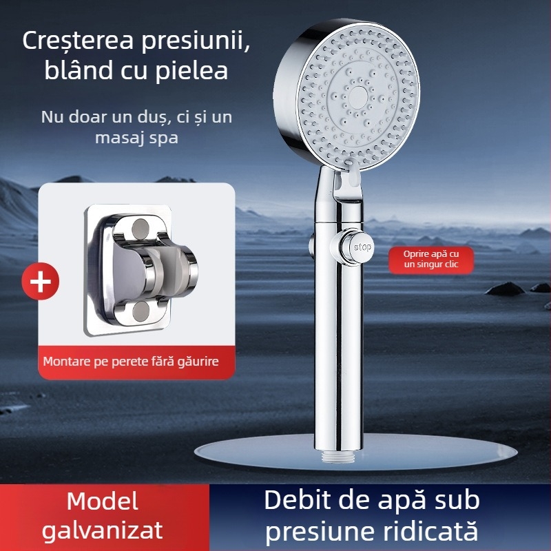 Set de duș cu presiune, filtru, robinet de baie, încălzitor de baie, furtun de duș și suport de perete pentru uz casnic