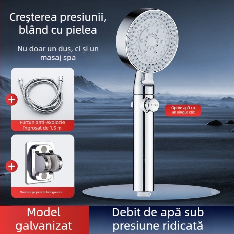 Set de duș cu presiune, filtru, robinet de baie, încălzitor de baie, furtun de duș și suport de perete pentru uz casnic