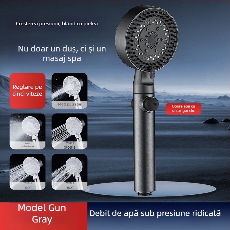 Set de duș cu presiune, filtru, robinet de baie, încălzitor de baie, furtun de duș și suport de perete pentru uz casnic