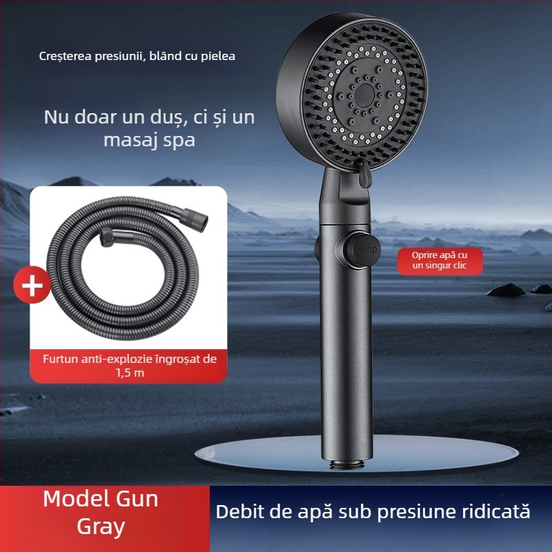 Set de duș cu presiune, filtru, robinet de baie, încălzitor de baie, furtun de duș și suport de perete pentru uz casnic