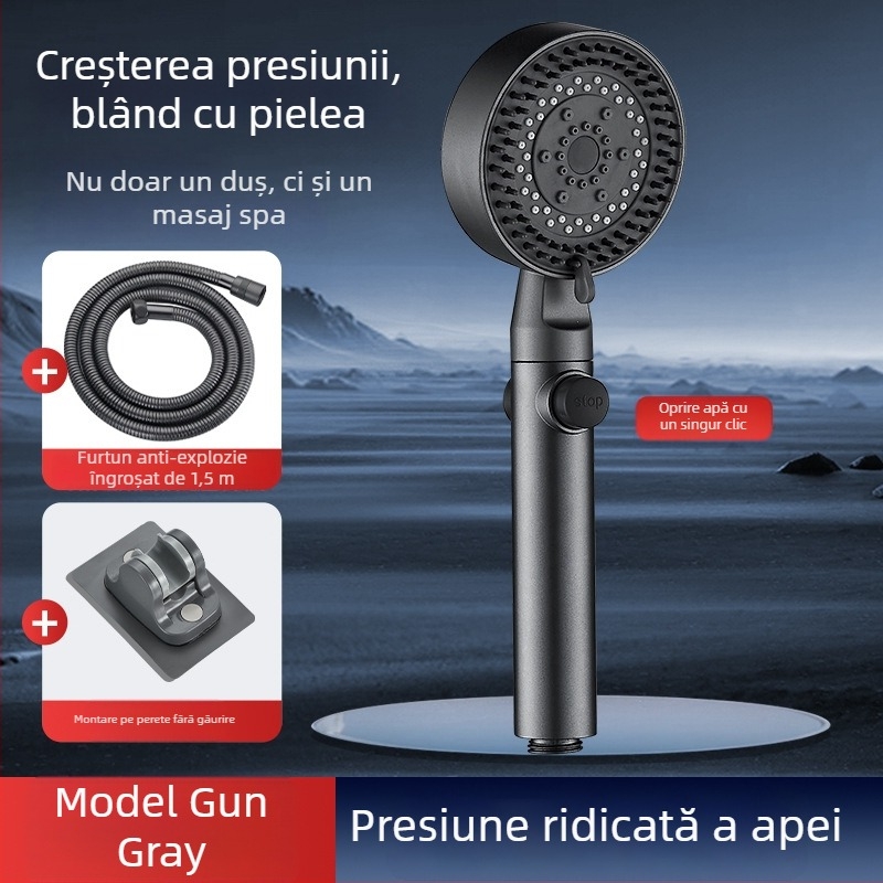 Set de duș cu presiune, filtru, robinet de baie, încălzitor de baie, furtun de duș și suport de perete pentru uz casnic