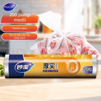 Miaojie Pungi perforate pentru prospețime, groase, etanșe la scurgeri, dimensiuni mari/medii/mici, pungi de unică folosință pentru depozitarea alimentelor