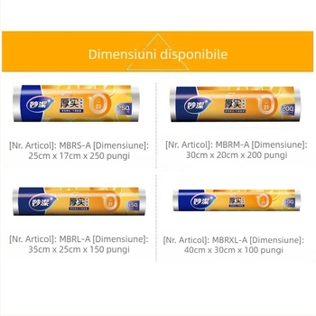 Miaojie Pungi perforate pentru prospețime, groase, etanșe la scurgeri, dimensiuni mari/medii/mici, pungi de unică folosință pentru depozitarea alimentelor