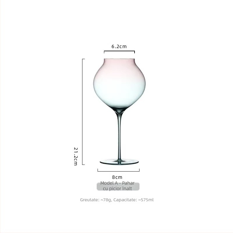 Pahar ultra-subțire pentru vin roșu, stil Burgundy/Bordeaux, pahar înalt din cristal pentru uz casnic