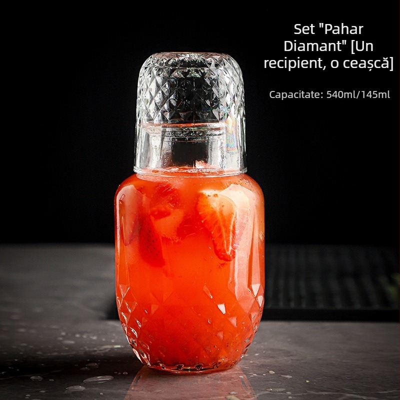 Set creativ pentru cocktailuri: cană din sticlă cu capac și pahar, sticlă pentru cold brew și carafă de suc