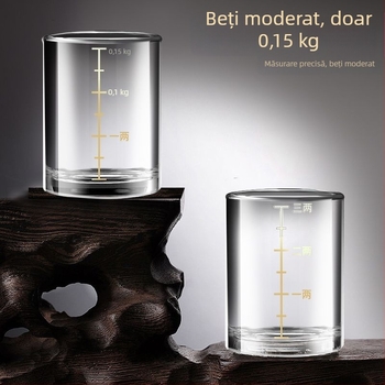 Pahar de lichior din sticlă fără plumb, cu scară graduată de 150 ml, accesorii de bar pentru uz casnic pentru spirtoase și bere