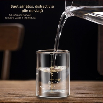 Pahar de lichior din sticlă fără plumb, cu scară graduată de 150 ml, accesorii de bar pentru uz casnic pentru spirtoase și bere