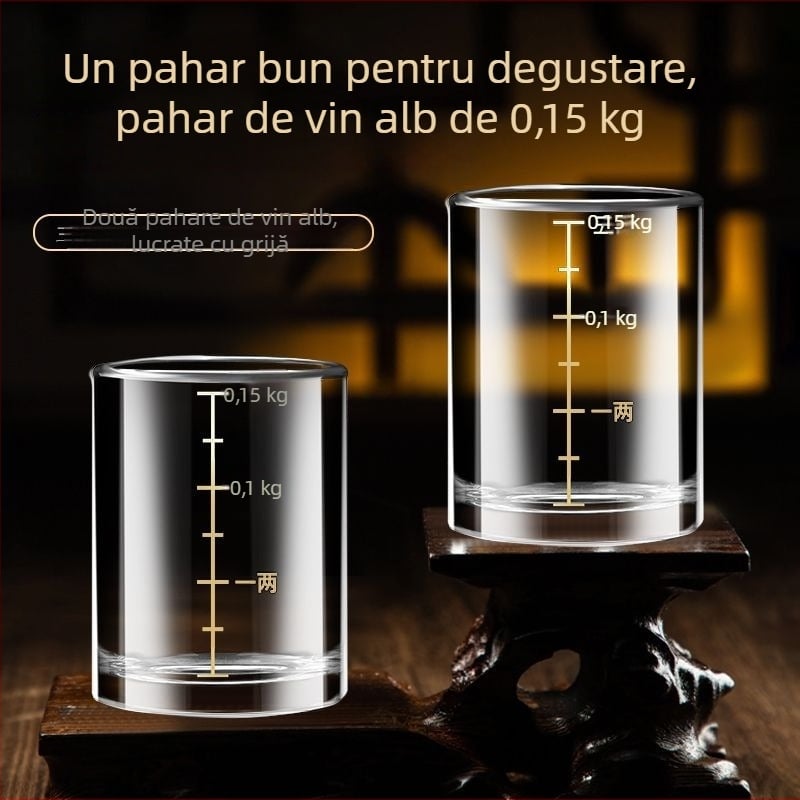Pahar de lichior din sticlă fără plumb, cu scară graduată de 150 ml, accesorii de bar pentru uz casnic pentru spirtoase și bere