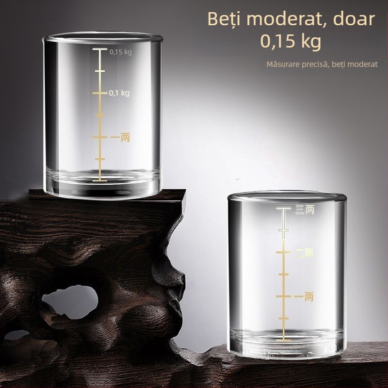 Pahar de lichior din sticlă fără plumb, cu scară graduată de 150 ml, accesorii de bar pentru uz casnic pentru spirtoase și bere