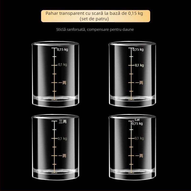 Pahar de lichior din sticlă fără plumb, cu scară graduată de 150 ml, accesorii de bar pentru uz casnic pentru spirtoase și bere