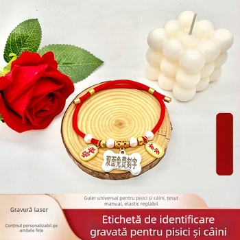 Colier de identitate pentru animale de companie cu gravură gratuită, anti-pierdere, pentru pisici și câini