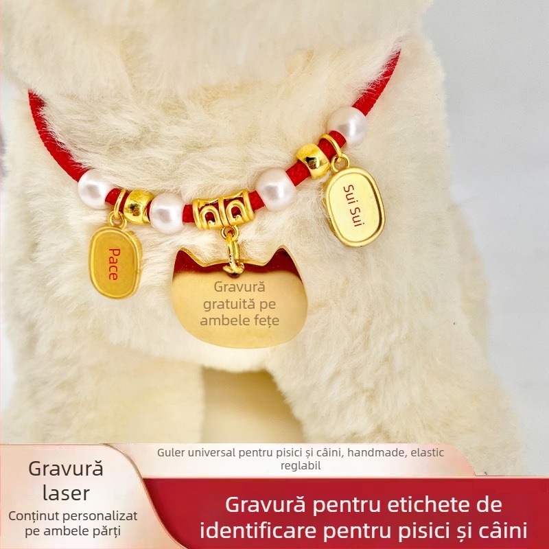 Colier de identitate pentru animale de companie cu gravură gratuită, anti-pierdere, pentru pisici și câini