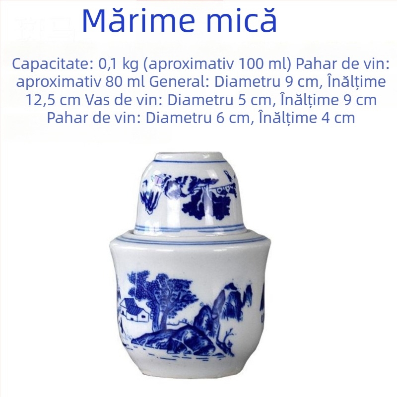 Set din porțelan pentru încălzirea băuturilor alcoolice, însoțit de pahare