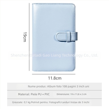 Polaroid Mini12 album foto PU de 3 inch, cu pagini intercalate și buzunar pentru carduri de vizită, capacitate mare de stocare a fotografiilor, 108 pagini