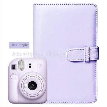 Polaroid Mini12 album foto PU de 3 inch, cu pagini intercalate și buzunar pentru carduri de vizită, capacitate mare de stocare a fotografiilor, 108 pagini