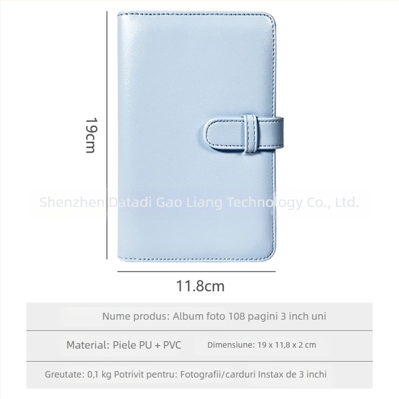 Polaroid Mini12 album foto PU de 3 inch, cu pagini intercalate și buzunar pentru carduri de vizită, capacitate mare de stocare a fotografiilor, 108 pagini