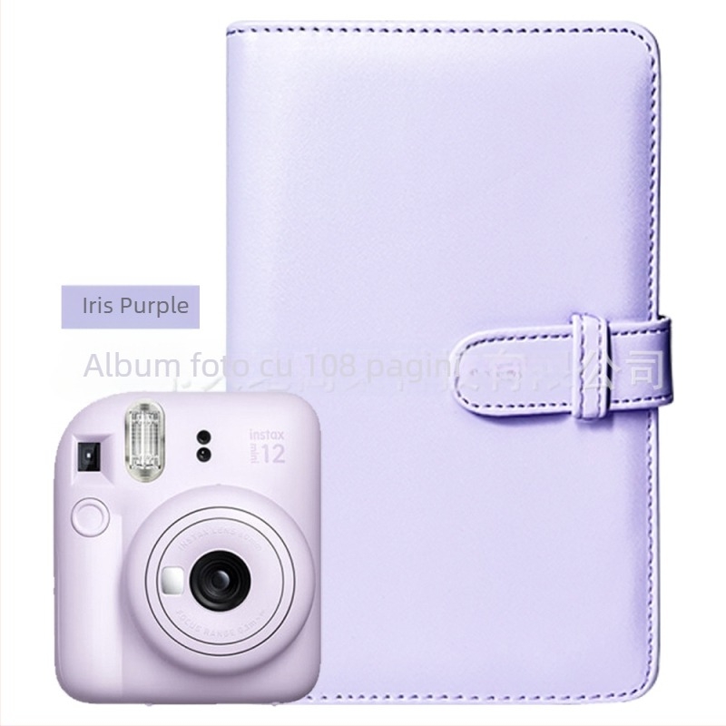 Polaroid Mini12 album foto PU de 3 inch, cu pagini intercalate și buzunar pentru carduri de vizită, capacitate mare de stocare a fotografiilor, 108 pagini