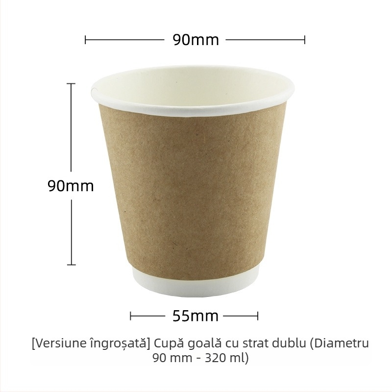 Pahar de hârtie de unică folosință, gros, izolat, cu pereți dubli, pentru băuturi calde, cafea în stil toamnă-iarnă