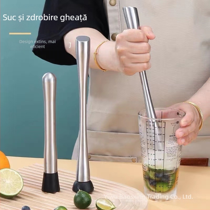 Ciocan de gheață din oțel inoxidabil, muddler pentru cocktailuri, zdrobitor de fructe, presă de suc, presă de lămâi — ideal pentru magazine de milk tea și baruri