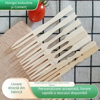 Furculiță de fructe din bambus, de unică folosință – pentru pepene, pentru acasă, hoteluri, baruri și KTV