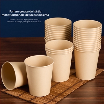 Cupe de unică folosință din hârtie, culoare solidă, pentru băuturi calde, uz casnic și în birou, 201–300 ml, ambalate în cutie