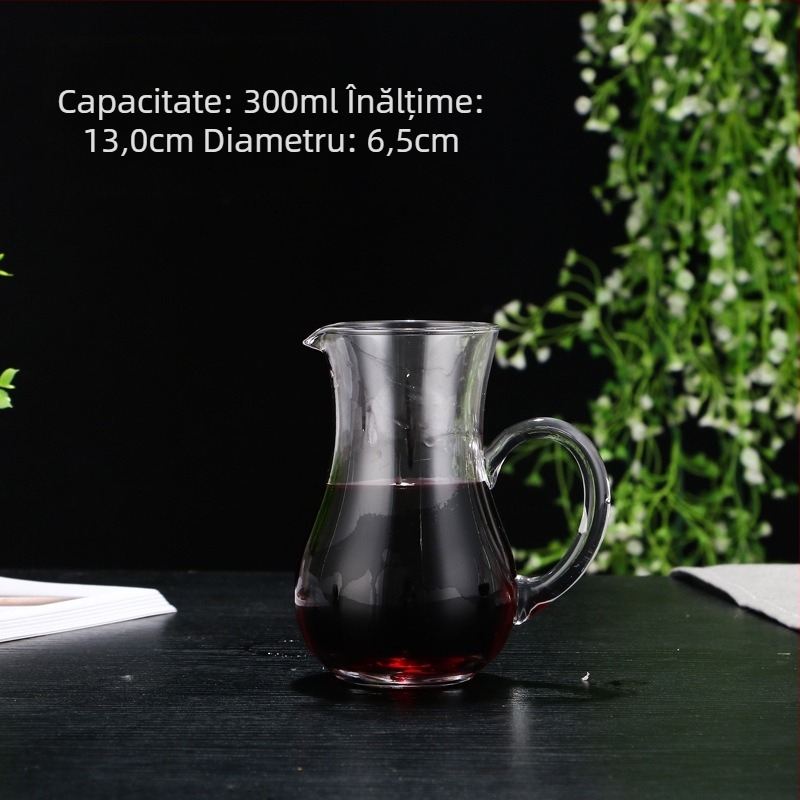 Decantor de vin din sticlă cu aerator și orificiu de turnare, stil minimalist, capacitate 401–500 ml