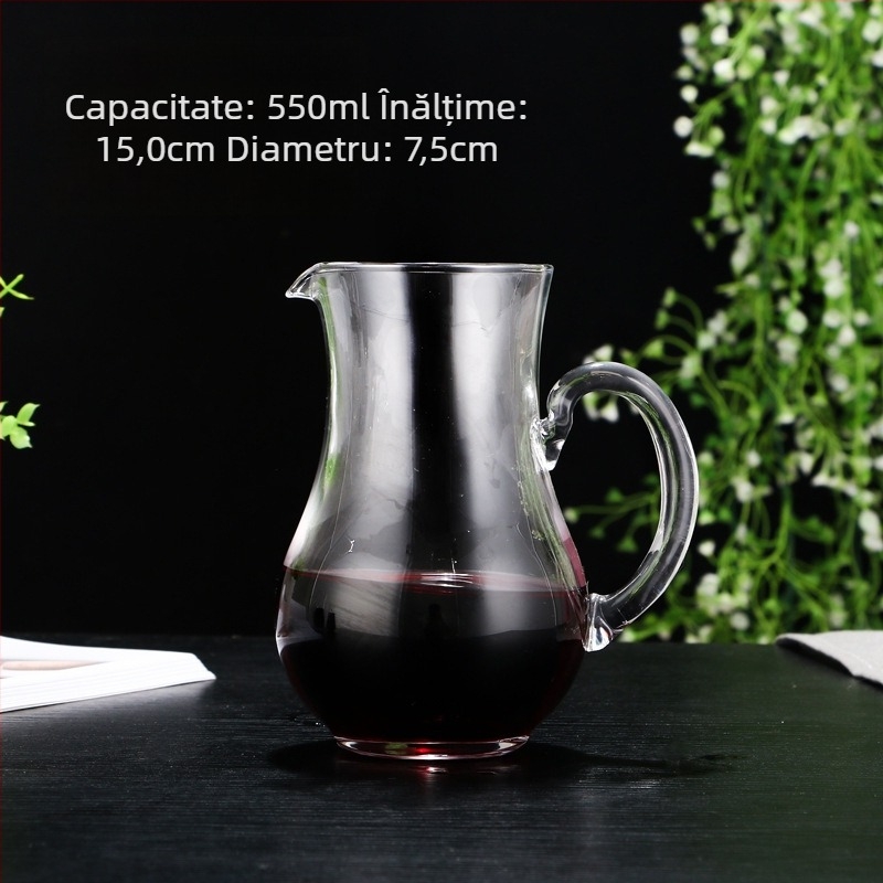 Decantor de vin din sticlă cu aerator și orificiu de turnare, stil minimalist, capacitate 401–500 ml