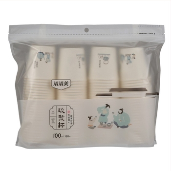 Qingqingmei pahar din hârtie, cu pereți mai groși, pentru uz casnic și comercial, motiv floral, 201–300 ml