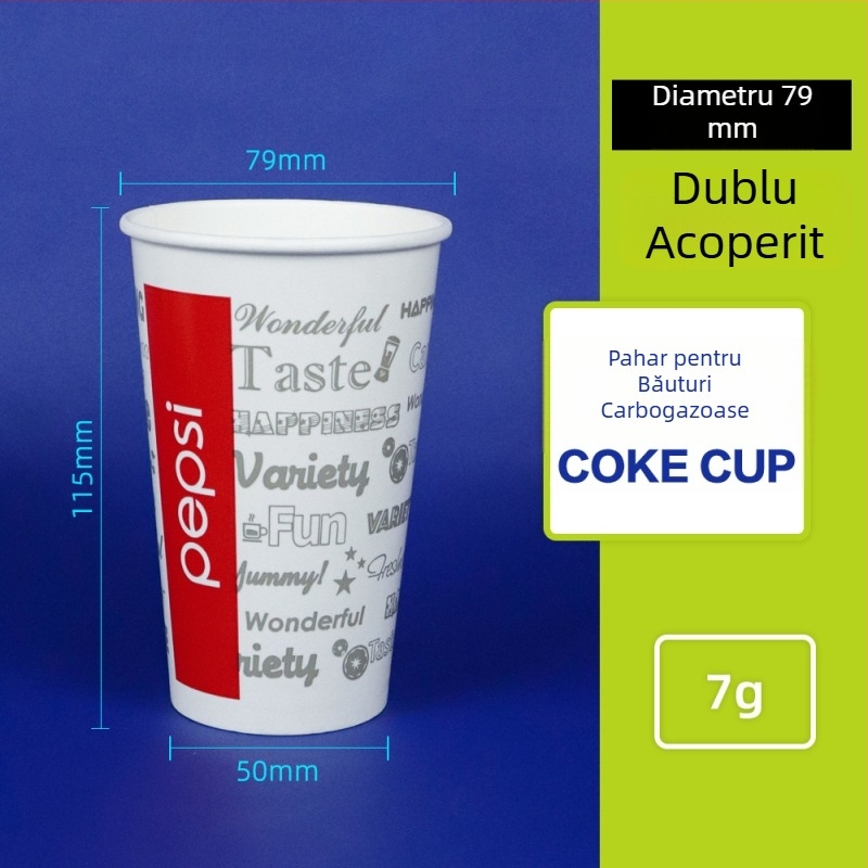 Pahar de hârtie de unică folosință pentru băuturi reci, cu capac, dublu film, îngroșat, 201–300 ml, la vânzare en gros