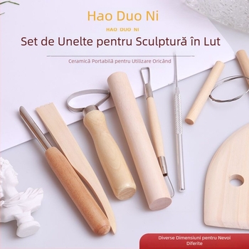 Set de instrumente pentru sculptat în lut cu cuțite de sculptat și lut polimeric moale