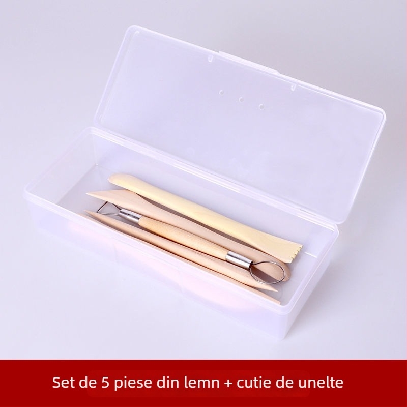 Set de instrumente pentru sculptat în lut cu cuțite de sculptat și lut polimeric moale