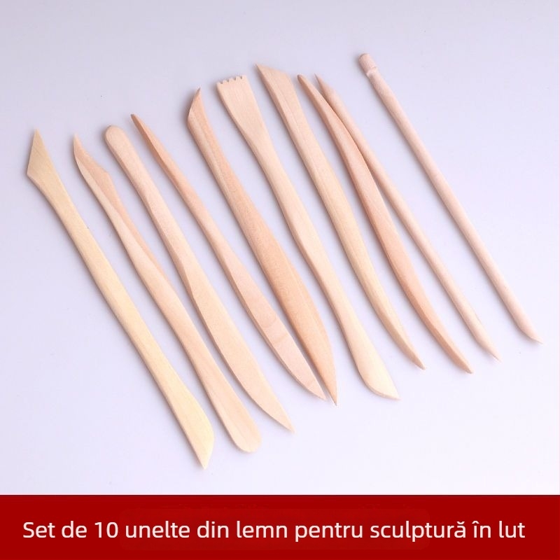 Set de instrumente pentru sculptat în lut cu cuțite de sculptat și lut polimeric moale