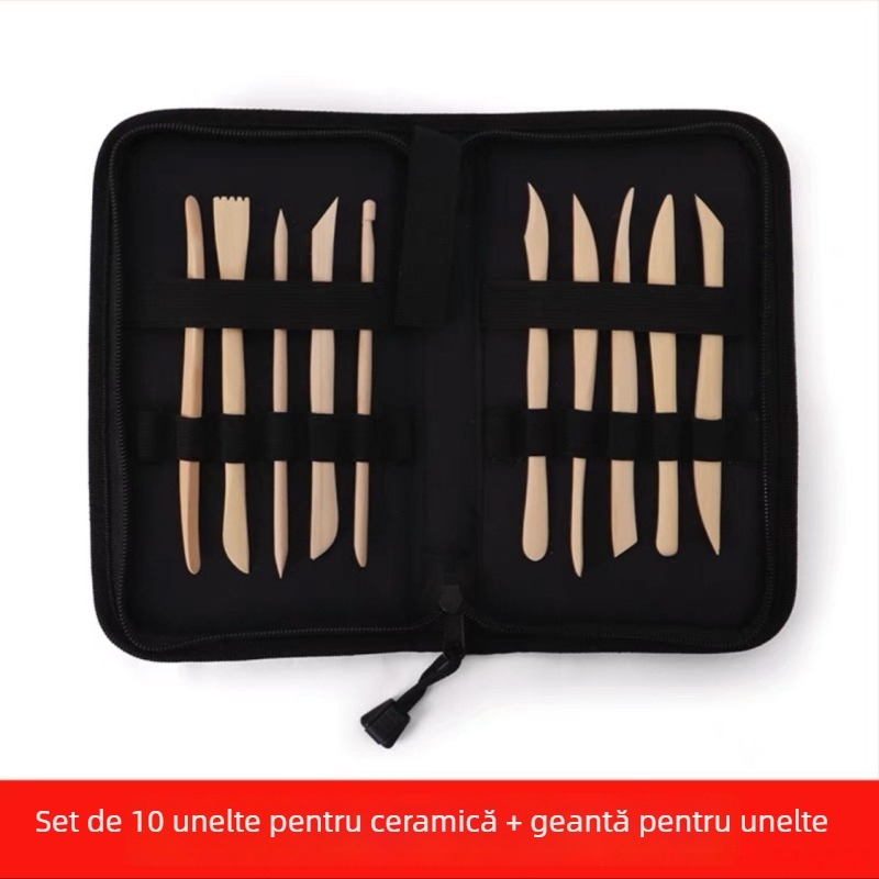 Set de instrumente pentru sculptat în lut cu cuțite de sculptat și lut polimeric moale