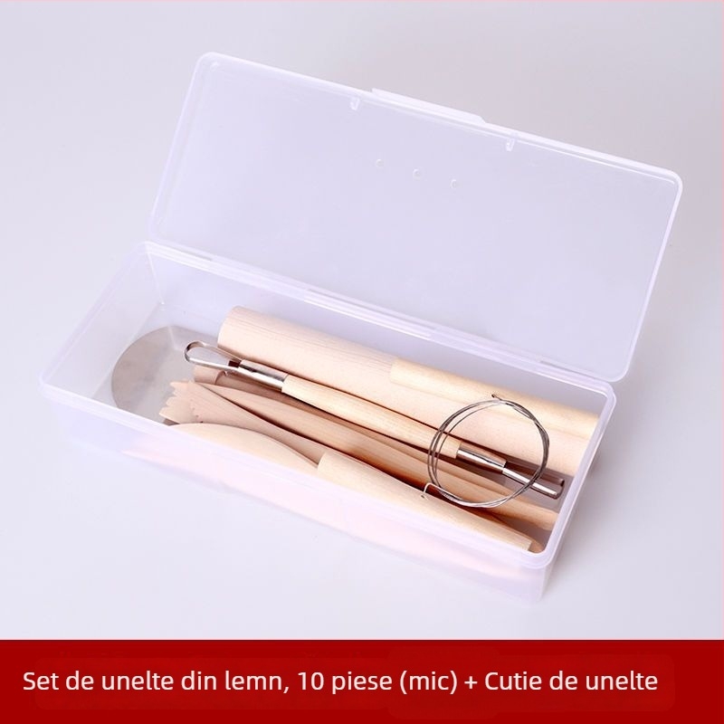 Set de instrumente pentru sculptat în lut cu cuțite de sculptat și lut polimeric moale