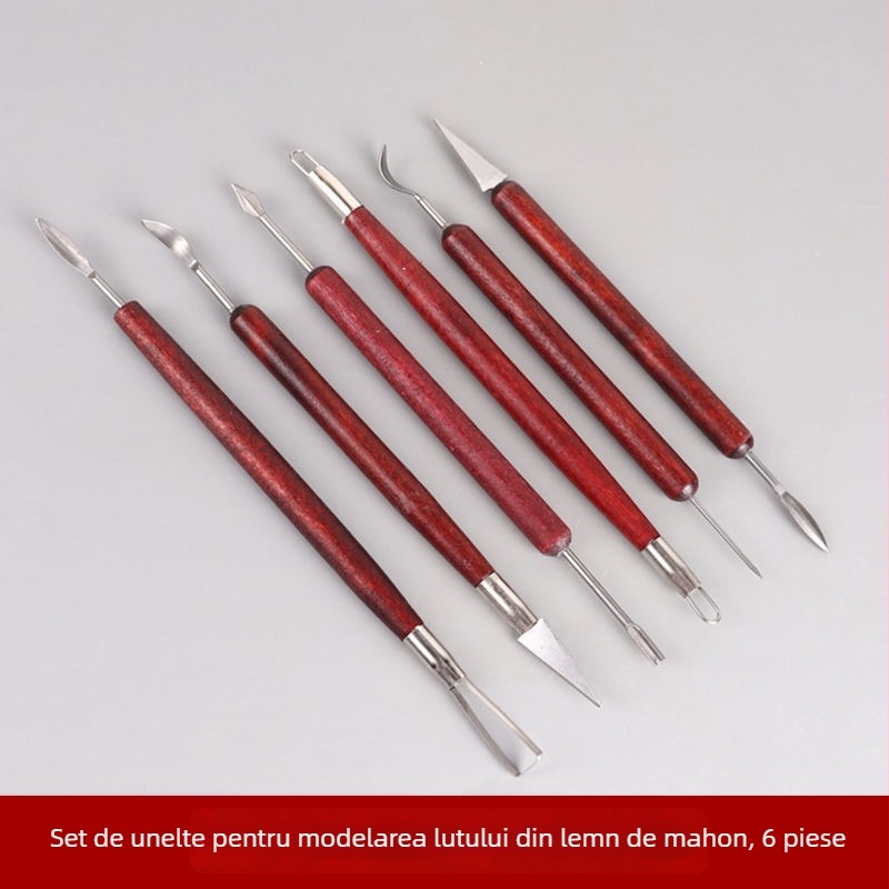 Set de instrumente pentru sculptat în lut cu cuțite de sculptat și lut polimeric moale