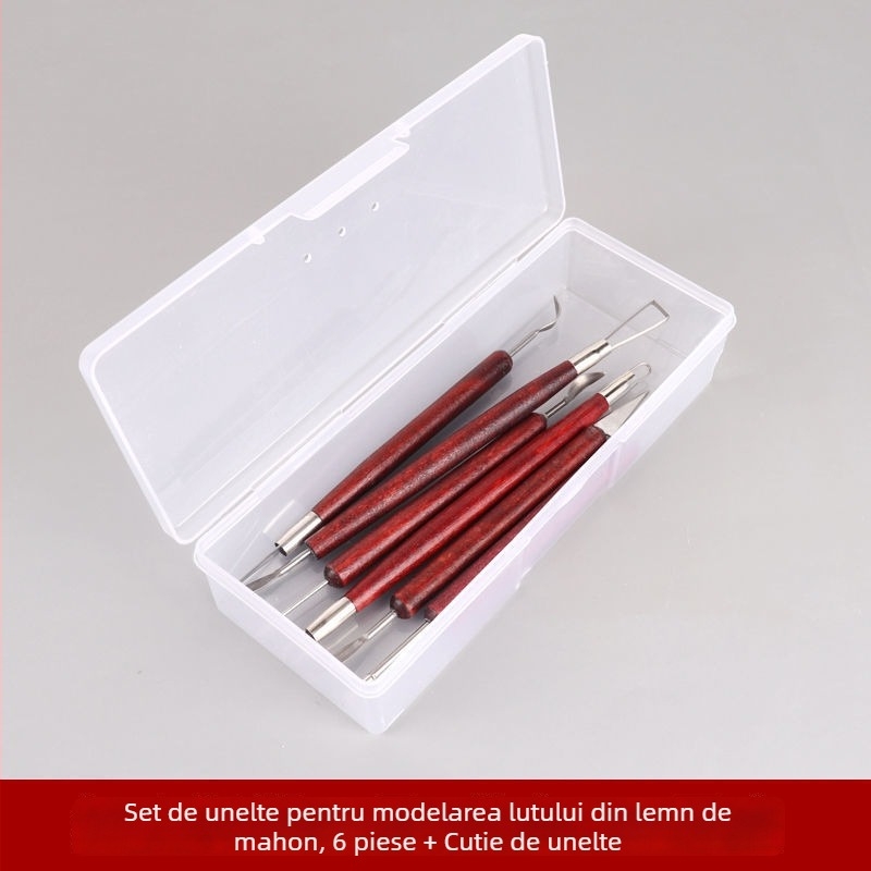 Set de instrumente pentru sculptat în lut cu cuțite de sculptat și lut polimeric moale