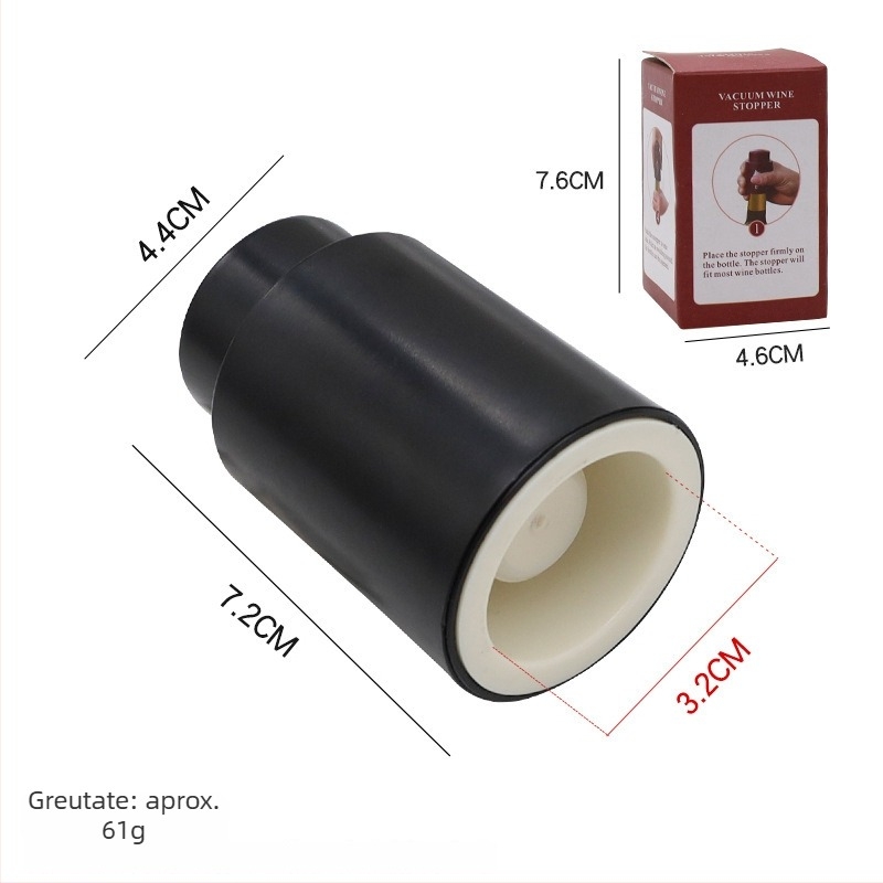 Dop de vin din oțel inoxidabil, cu mecanism de apăsare – pentru vin, bere și șampanie, sigilare prin vid