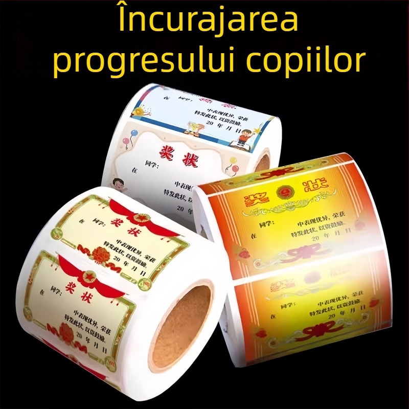 Mini stickere cu certificate, recompense colorate pentru elevii din învățământul primar, stickere de laudă fără reziduuri pentru a încuraja copiii să învețe.