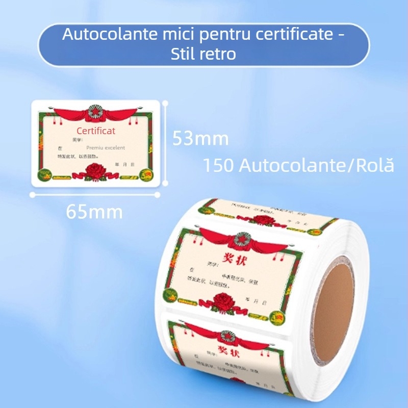 Mini stickere cu certificate, recompense colorate pentru elevii din învățământul primar, stickere de laudă fără reziduuri pentru a încuraja copiii să învețe.